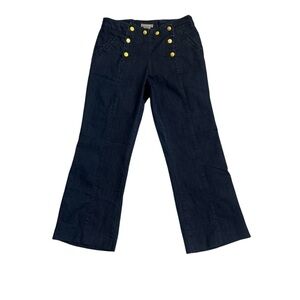 Kenar High Rise Sailor Button Wide Leg Jeans Size 6 Dark Denim